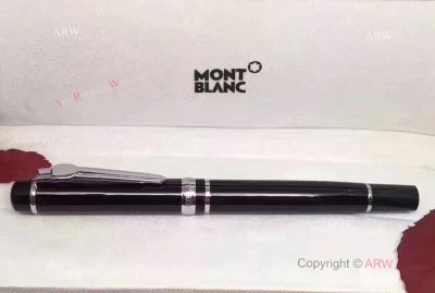 New Copy MontBlanc Writers Edition Black Rollerball Pen Silver Clip
